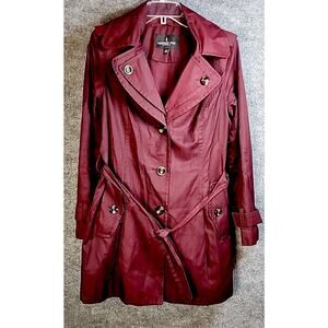 London Fog Ladies Red/marroon Trench Coat Pre-Owned Size M